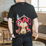 咖啡厅风重工杨戬刺绣情侣短袖T恤白色版权A032/T102/65，男装T恤，电商A032
