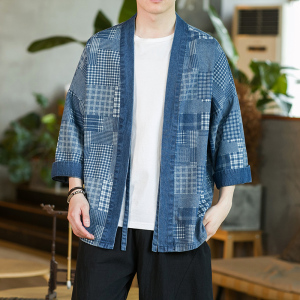 咖啡厅蓝色 2024新款夏男士复古牛仔大码风开衫A032/KS007/60图片