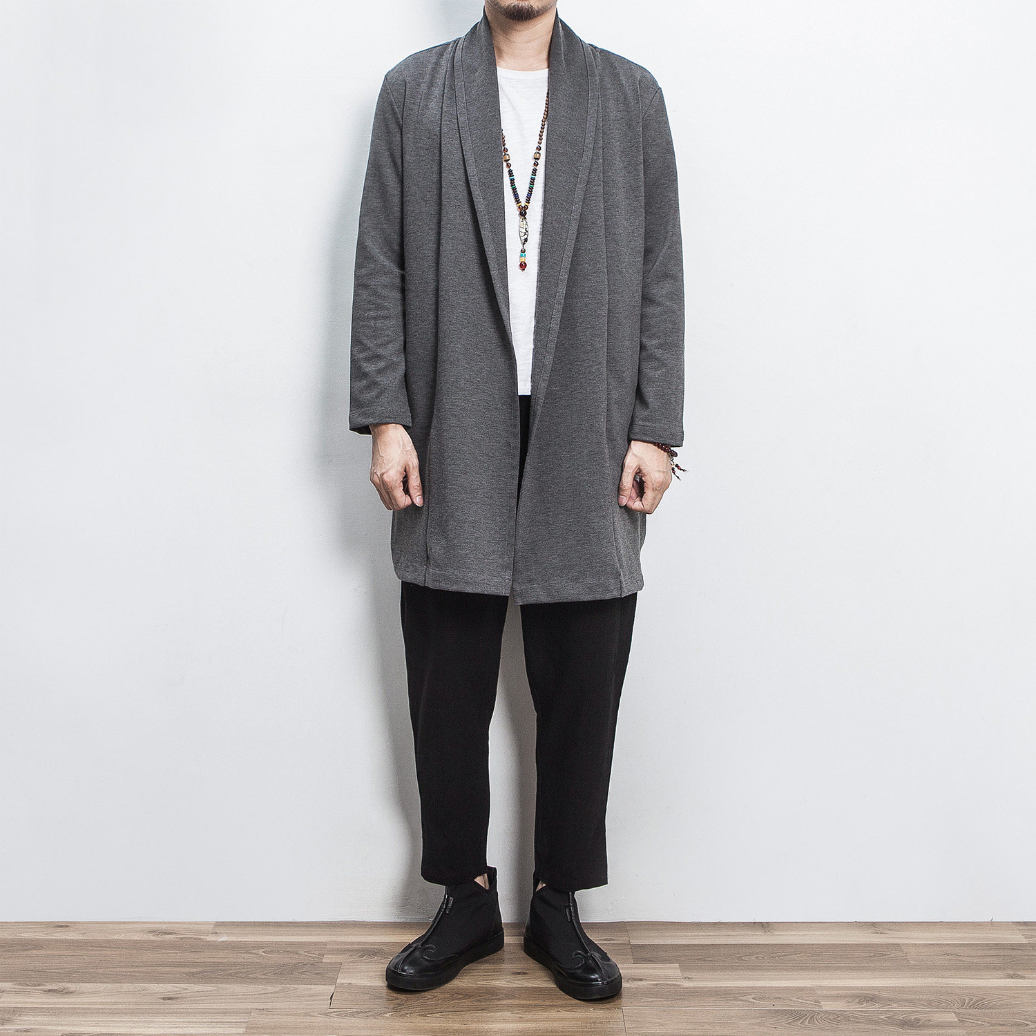 春装风白墙男士开衫风衣纯色修身外套A032/FY01/90控108,男装风衣,电商A032