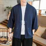 咖啡厅风夏装七分袖开衫纯色汉服衬衣红A032/1821/特P40，男装衬衫，电商A032