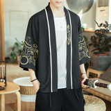 咖啡厅风夏装新款龙腾刺绣汉服开衫衬衫白色A032/2204/50控68，男装衬衫，电商A032