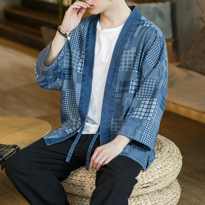 咖啡厅蓝色 2024新款夏男士复古牛仔大码风开衫A032/KS007/60图片