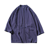 咖啡厅风夏装七分袖开衫纯色汉服衬衣黑色A032/1821/特P40，男装衬衫，电商A032