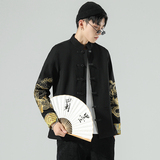 白墙风春装夹克立领盘扣翻袖龙凤刺绣外套A032/JK152/100，男装夹克，电商A032