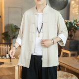 风夏装佳乐男士七分袖衬衫棉麻短袖衬衣麻本A032/C66/55控68，男装衬衫，电商A032