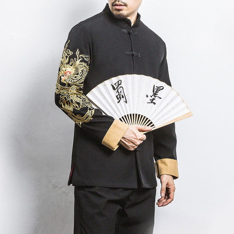 白墙风春装金龙刺绣翻袖夹克外套A032/1601/100控128,男装夹克,电商A032