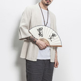 白墙模特风纯色汉服七分袖开衫衬衫道袍A032/1805/特P30，男装衬衫，电商A032