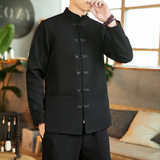 咖啡厅风春装纯色立领复古盘扣夹克A032/1605/100控128，男装夹克，电商A032