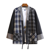 咖啡厅夏装风拼接撞色格子开衫汉服T恤男A032/1822/特P40，男装衬衫，电商A032
