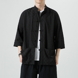 无影墙黑色2024新款夏季男士复古冰丝大码风衬衫A032/C70/75，男装衬衫，电商A032