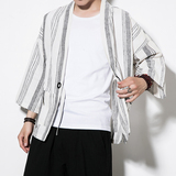 白墙夏装风男士条纹开衫T恤白色条纹汉服A032/1816/特P50，男装衬衫，电商A032