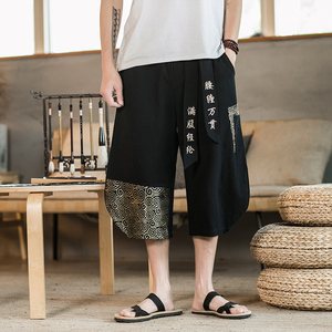 夏装男士七分裤 刺绣拼接大码风短裤 A032/3302/65控88图片