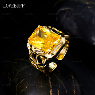 lovebuff易遇恶魔卡周边戒指此间即无间卡面戒指黄锆指环生日礼物