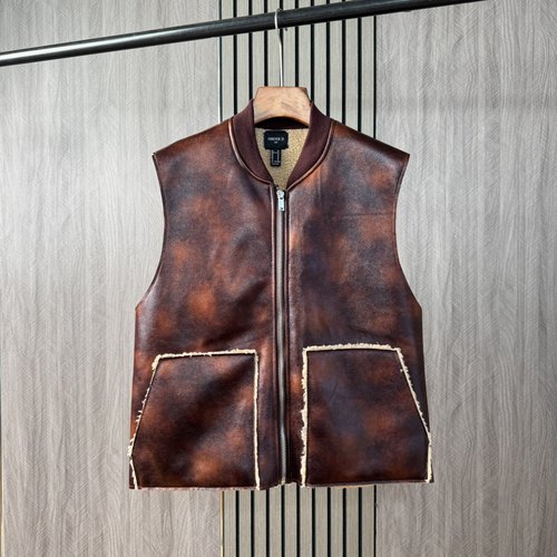 冬男士棒球领羊羔绒马甲背心外套