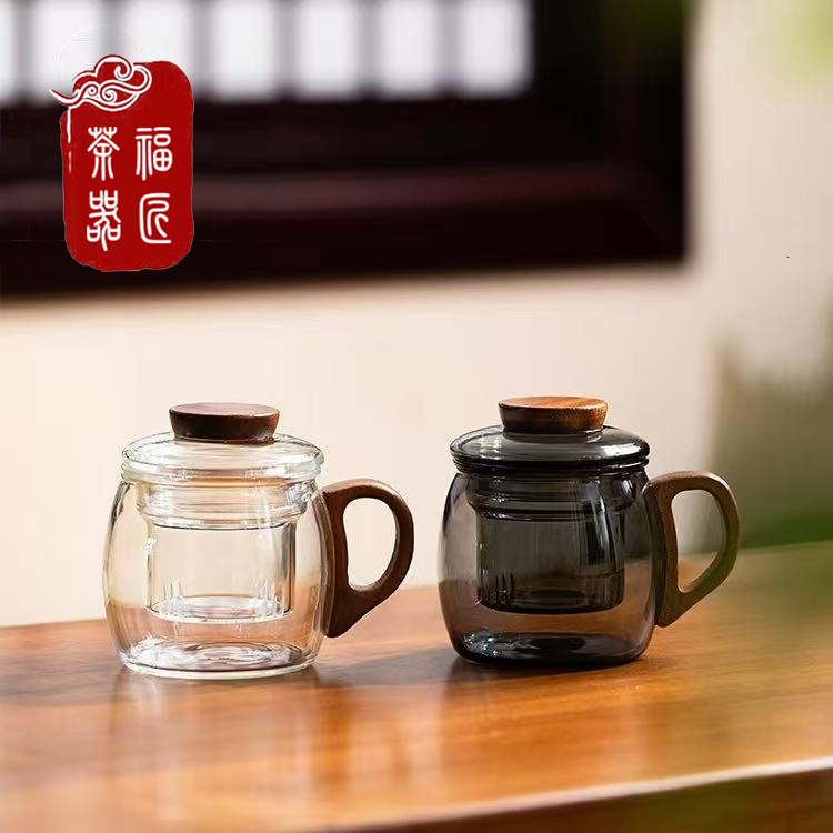 耐高温玻璃泡茶杯茶水分离办公杯带过滤花茶杯三件杯可加热水杯子