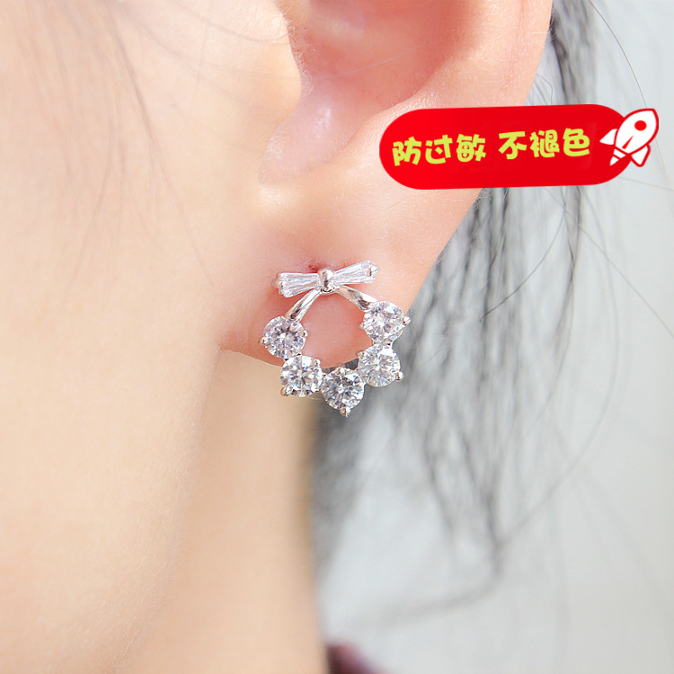 纯银耳饰品小巧个性耳环新款日韩女款时尚气质简约锆石耳钉防过敏