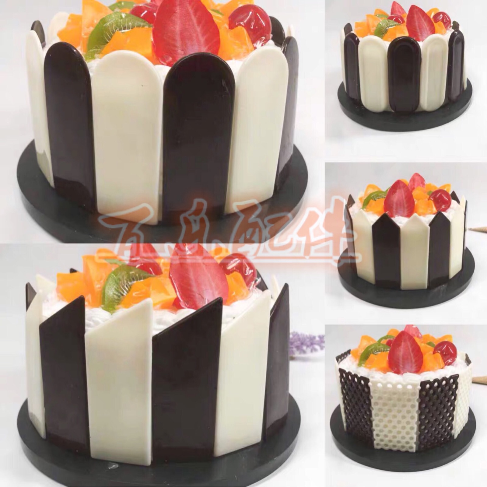 巧克力围边蛋糕装饰巧克力插片冰激凌装饰贴边蜂巢长方形尖头栅栏