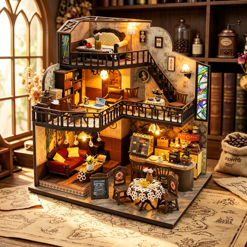 弘达diy小屋阁楼手工拼装积木微缩场景房子模型益智玩具生日礼物