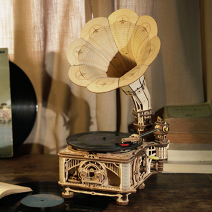 若态若客3d拼装模型立体拼图留声机复古黑胶唱片欧式生日礼物女生