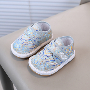 周岁鞋子男宝宝抓周中式汉服鞋男童古风儿童手工布鞋春秋1-4岁