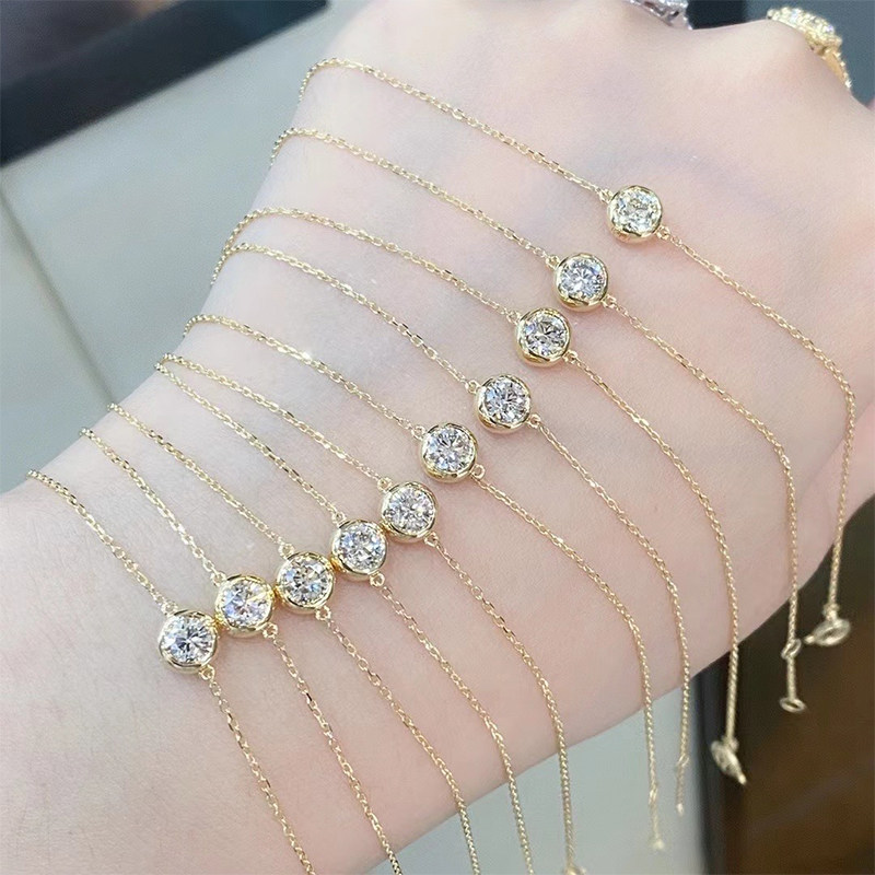 18K金泡泡钻石手链天然真钻30分单钻简约百搭神器 18黄金手链正品