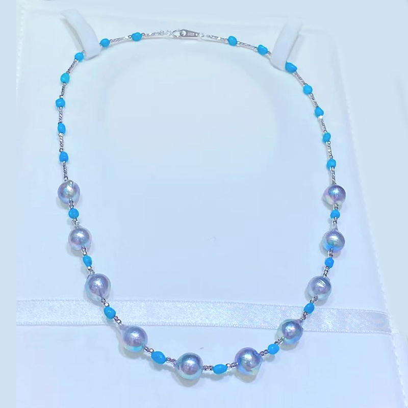 真多麻7-8mmakoya海水珠扎克电解美松项链颈链S925银女