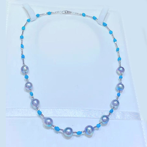 真多麻7-8mmakoya海水珠扎克电解美松项链颈链S925银女