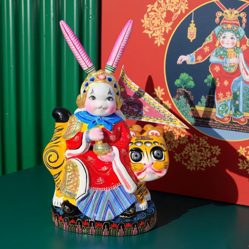 福兔祥的手创兔儿爷手工泥塑中国风礼物老北京原创车挂兔爷摆件