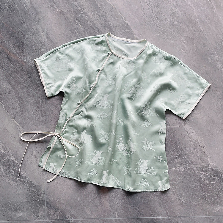 2023新款真丝桑蚕丝短袖汉服上衣