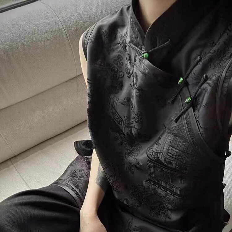 刺绣丝毛2024新款旗袍马甲上衣
