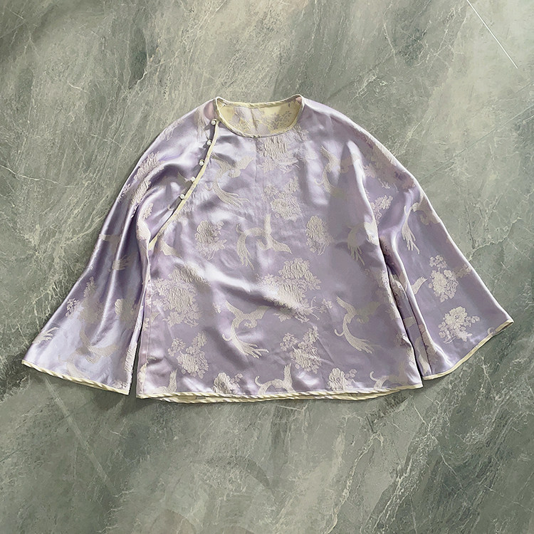 2023新款真丝桑蚕丝唐装汉服上衣