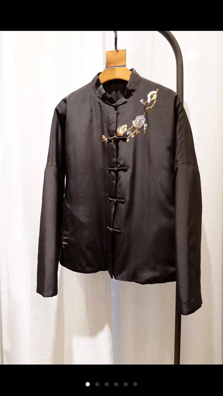 上衣纯手工刺绣开襟宽松棉服