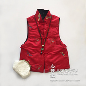 中式 升级版 双面穿 宽松满身绣花盘扣立领夹棉开襟上衣百搭马甲