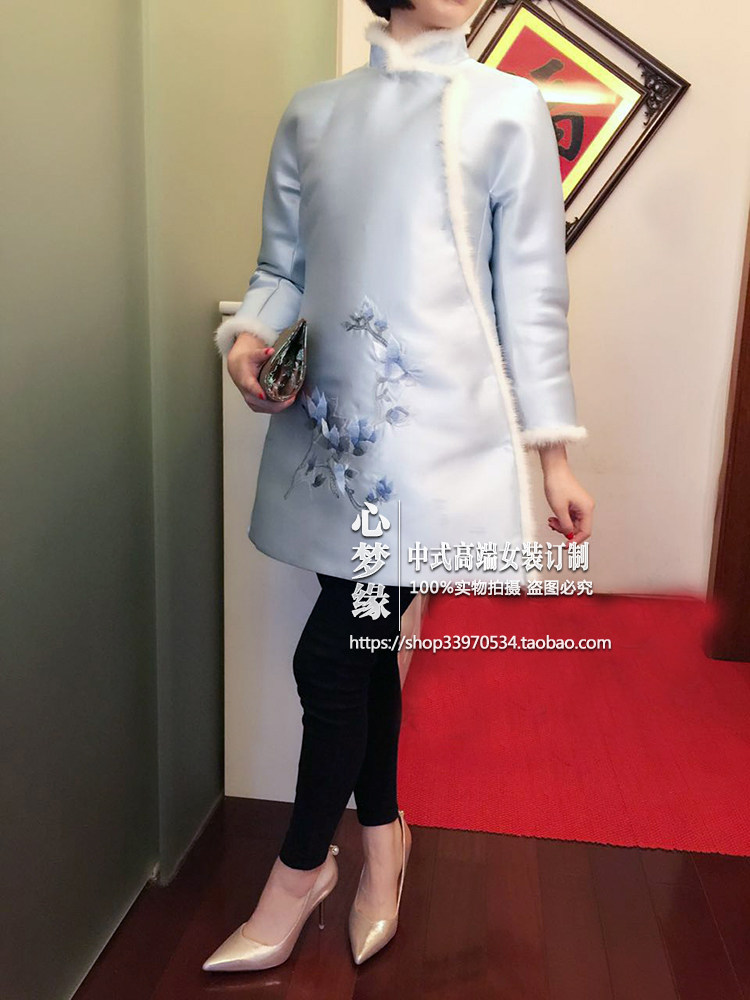 特价中式大家闺秀水貂毛斜襟女装