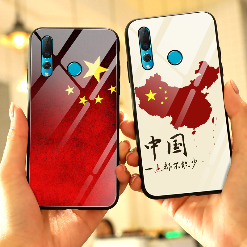12-11新券国旗手机壳华为nova5pro玻璃nova5i国潮nova4镜面男P9plus中