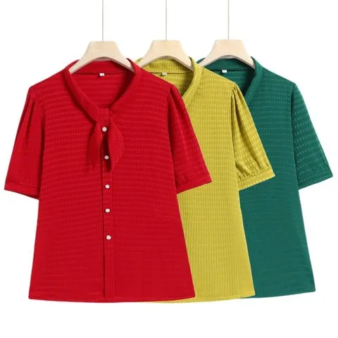 妈妈装T恤打底衫上衣时尚衬衫女七分袖中老年2025春秋新款纯色夏