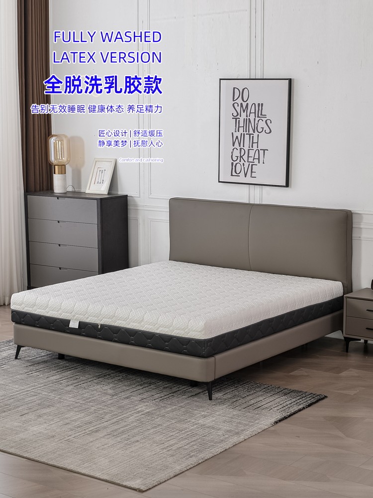 乳胶独立弹簧吸汗软硬可调床垫图片