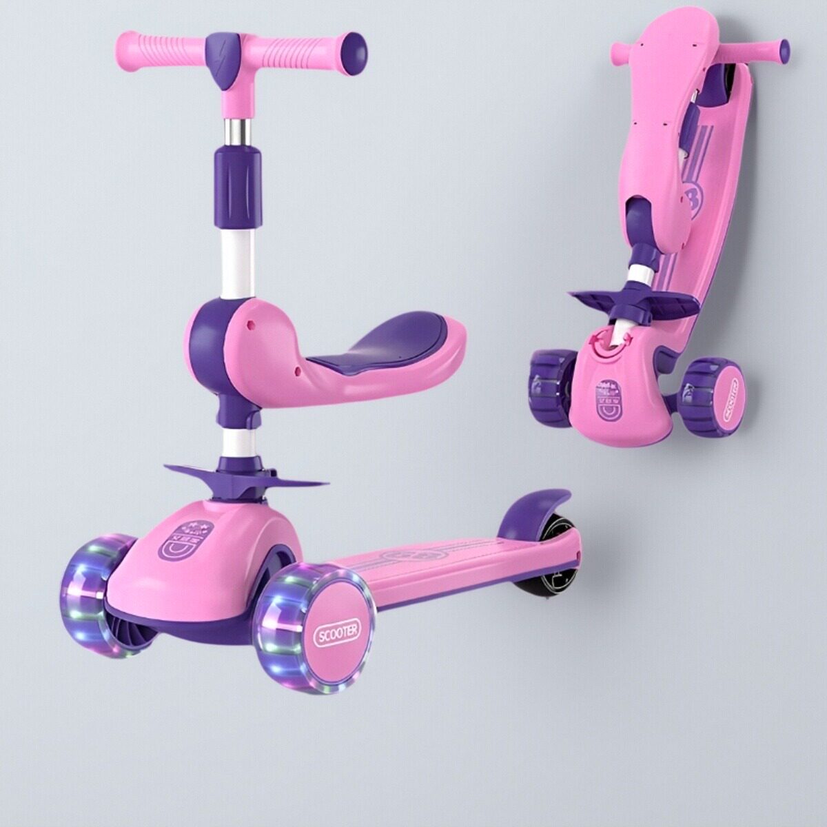 儿童滑板车女孩4到8岁三合一可坐可骑男孩1到3岁小孩新款宝宝滑滑