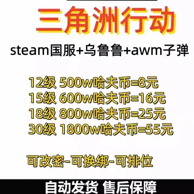 三角洲行动账号成品号排位号12级18级30级33级哈夫币steam国服