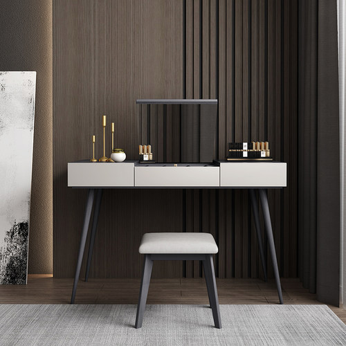 极简翻盖梳妆台实木轻奢书桌一体