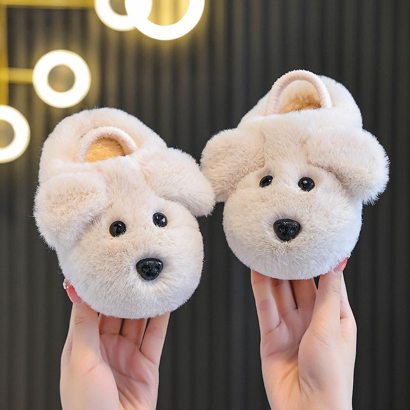 冬季儿童棉拖鞋卡通小狗狗拖鞋男女童宝宝防滑保暖可以外穿棉拖鞋