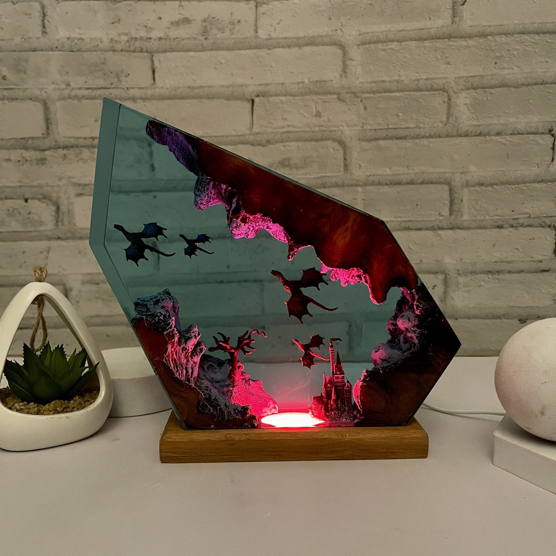 火龙和冰龙树脂灯3d龙台灯权力的游戏龙灯照明家居装饰情人节礼
