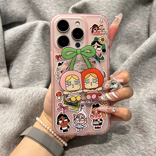 U1X iQOO 6SE 11S 89卡通iqoo13 Z10X 透粉哭泣女孩磁吸支架适用vivo Z7i U5e软Z8 turbo手机壳neo9pro