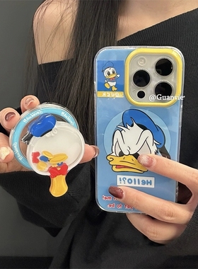 唐老鸭摇摇乐磁吸支架适用小米14/15手机壳红米K50/K60/K70e/K80至尊Note13/10S/11/12T可爱Turbo4软civi5pro