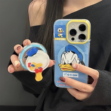 唐老鸭摇摇乐磁吸支架适用小米14/15手机壳红米K50/K60/K70e/K80至尊Note13/10S/11/12T可爱Turbo4软civi5pro