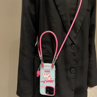玫红爱心挂件适用A3X/OPPO FindX8/X9ultra/Reno16/14/15/11F/10手机壳A97斜挎绳A6Spro/K15+A5/A78手提A5758