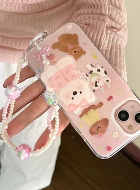 小熊狗狗支架适用oppo A1活力reno15/k13/14/754SE手机壳findX9/x8ULTRA/x6链条A3pro/a57/A58/A93可爱A2/35