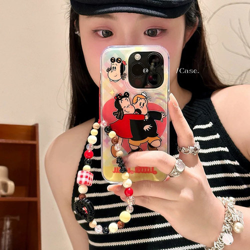 创意可爱卡通动画情侣K7适用oppo findx8Ultra/A2手机壳A3X/reno11/12F/9843pro链条7SE/A77/A58/A93/K12/A55