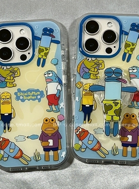 可爱旋转比奇堡路人鱼带支架适用OPPOReno14/12/13F/87649手机壳FindX8/X7Ultra趣味K12/A57/8/A2m/A3X/A5pro