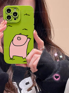 等风来小猪oppo reno11手机壳8954/6PRO R17/A1pro/A57趣味K10个性A9x/A32女A72可爱a58/A1X卡通A56S绿色A92S